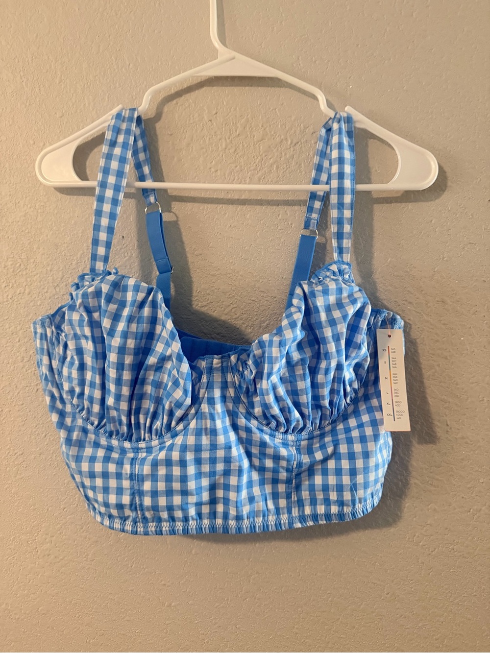 Blue Gingham Bustier Crop Top